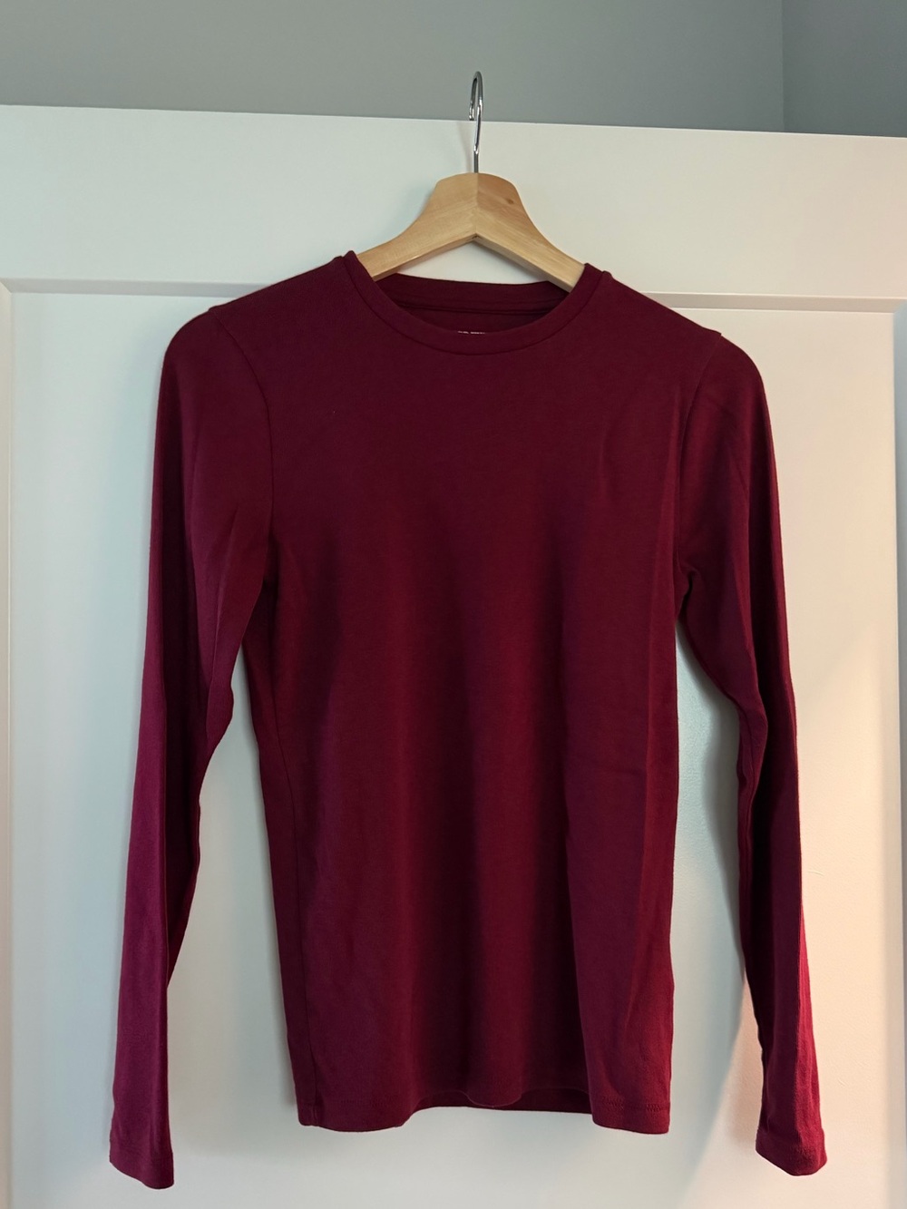 J. Crew Women's Long Sleeve Essential Tee Crewneck Top - Wine